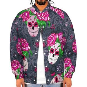 Rose Flower Day of The Dead Sugar Skull Grappige mannen Baseball Jacket Gedrukt Jas Zachte Sweatshirt Voor Lente Herfst