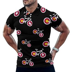 Colorado Vlag Mountainbike Grappige Mannen Polo Shirt Korte Mouw T-shirts Klassieke Tops Voor Golf Tennis Workout