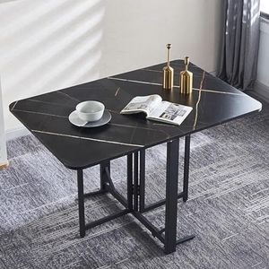 Massief Houten Opvouwbare Keukentafel, Geschikt For Kleine Ruimtes, Ruimtebesparende Rechthoekige Keukentafel Met Neerklapbaar Blad For Keuken, Slaapkamer En Eetkamer (Color : Black, Size : 120x80x7