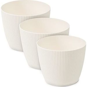 TULMERO - Bloempot - Crème - Set van 3 Stuks - Doorsnede 14 cm