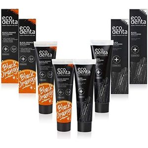 Ecodenta Tandpasta Geactiveerde Houtskool Tanden - Whitening Toothpaste Activated Charcoal- Natuurlijke Zwarte Tandplak Verwijdering Fluoridevrije 4x100ml