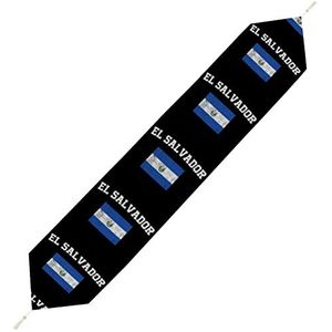 El Salvador vlag tafelloper kort pluche tafelkleed linnen decoratieve tafelkleed voor feest bruiloft decor 178 x 33 cm