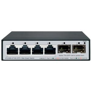 6-poorts intellinte switch, 2 * 10G SFP+L2-2,5 Gbps webapparaat, hoste switch, 6 L2-poorten, 2,5 Gbps,Schakelde soepel