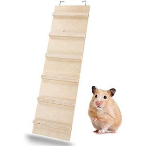 PETGARD Houten ladder WEGA 42 - kooi-uitbreiding van hout - kooi-accessoires voor knaagdieren - ladder van hout voor muizenkooi - stalaccessoires 42 x 12 x 1 cm