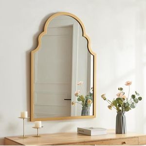 [en.casa] Wandspiegel Hämeenkyrö spiegel met frame lijst goudkleurig 90x60 cm hal badkamerspiegel hangspiegel