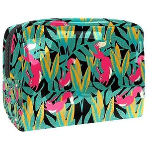 Katoen Jatropha Bloem Reizen Cosmetische Tas voor Vrouwen en Meisjes, Kleine Waterdichte Make-up Tas Rits Pouch Toilettas Organizer, Veelkleurig #15, 18.5x7.5x13cm/7.3x3x5.1in, Modieus