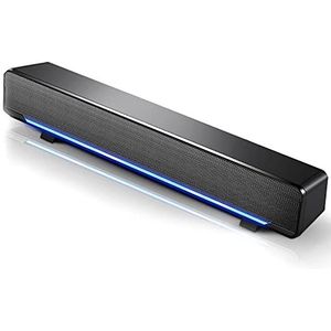 Garsent PC Soundbar-luidspreker, USB-bekabelde HiFi Stereo Sound Sound Bar-luidspreker Boombox met bas home theater TV-luidspreker voor pc-smartphone (zwart)