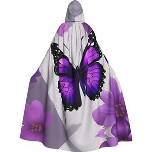 SSIMOO Paarse vlinder en bloem, 1 Halloween-feestcape voor volwassenen, perfect voor kostuumfeesten en cosplay