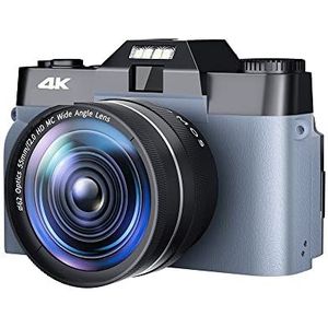 Videocamera, Flip Screen 48MP Digitale Selfie Camera Groothoek 4K Vlog Camcorder 16X Zoom Beginner Fotografie Camera KIDS Gift(64G TF card,CDR10-grey)