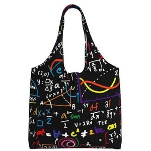 BEEOFICEPENG Schoudertas, Grote Canvas Tote Bag Tote Purse Casual Handtas Herbruikbare Boodschappentassen, Kleurrijke Math Formule Print, zoals afgebeeld, Eén maat