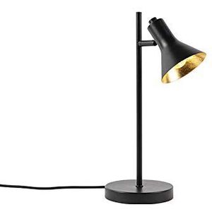 QAZQA - Moderne tafellamp zwart met goud 1-lichts - Magno | Woonkamer | Slaapkamer - Staal Rond |Langwerpig - E14 Geschikt voor LED - Max. 1 x 40 Watt