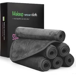 Nineigh Microvezel make-updoeken, wasbaar, 6 stuks, herbruikbare microvezel washandjes, gezichtsreinigingsdoek voor alle huidtypes, make-up verwijderen, 20 x 40 cm, grijs