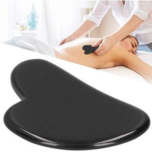 Hartvorm Jade Schraapbord, Gua Sha Massagesteen voor Gezicht Lichaam Armen Benen, Jadestone Guasha Massager Tool voor Druk Verlichten(Zwart)