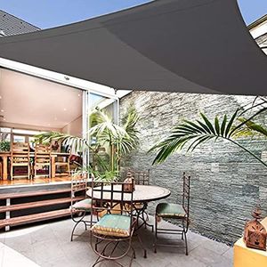 Outdoor Tuin Patio Zonnescherm Zeil Rechthoek 2 x 3 m met Bevestigingskit UV Blok Bestand Polyester Stof Duurzaam en Ideaal voor Feest Donkergrijze Kleur