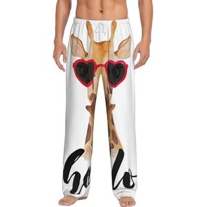 Giraffe Lange Lounge Wear Broek Nachtkleding Pyjama Bottoms Nachtkleding Nachtkleding Met Zakken En Trekkoord, Wit, S