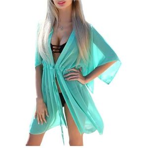 ZPFDSG Dames zomer bikini mode effen kleur bandage cover up hoge taille strandjurk cover ups voor vrouwen strandkleding (kleur: meer blauw)