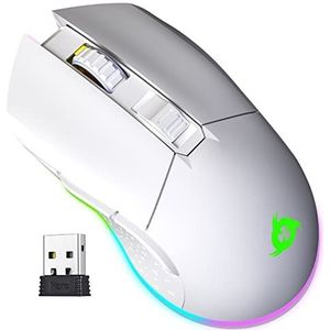 KLIM - Blaze - Draadloze Gamingmuis - Wit - Oplaadbaar - 6000 dpi Verstelbaar