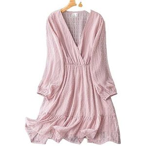 voor vrouwen jurk Plus jurk met halslijn en ruches aan de zoom (Color : Baby Pink, Size : 3XL)