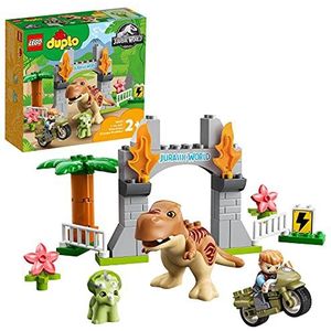 LEGO 10939 DUPLO Jurassic World T. rex en Triceratops Dinosaurus Ontsnapping Set, Dino Peuter Speelgoed, Kinderen van 2 jaar