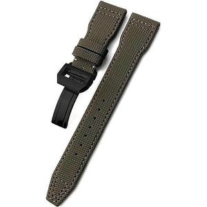 WCQSYY Geweven Nylon Horlogebandje Horlogebanden Fit Voor IWC Pilot Mark Portugieser Portofino Armband Met Vouw Gesp 20mm 21mm 22mm (Color : Brown black, Size : 21mm)