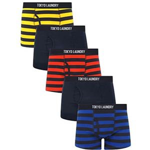 Tokyo Laundry Set van 5 boxershorts voor heren, Heldere streep, XL
