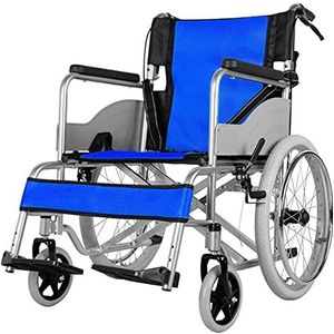 Rolstoelen Opvouwbaar Lichtgewicht Opvouwbare Eenvoud Rolstoelen Rijden Aluminium Schokdemper Trolley voor Gehandicapte Ouderen, Blauw