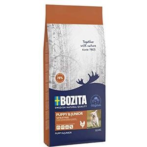 BOZITA Puppy & Junior Tarwevrij hondenvoer voor puppy's, 12,5 kg, duurzaam geproduceerd droogvoer voor puppy's, jonge honden en lacterende teven, volledig voer, puppyvoer