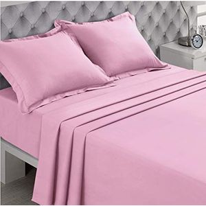 VISION - Bedlaken 270 x 300 cm - Kleur: roze - 100% Katoen draaddichtheid 57