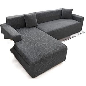 Fluwelen Stretch Sofa Cover for 1/2/3/4 Seat L-vormige sectionele bankhoezen Premium meubelbeschermer Antislip met elastische banden for huisdieren Honden(Color:L Gray,Size:Single seat(90-140cm))