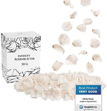 Mia Milano Rozenblaadjes Echt I Rozenblaadjes Deco van oneindige Rozen I Romantisch Geschenk voor Vrouwen I Bloemen van Echte Rozen in Geschenkverpakking I Geconserveerde Rozenblaadjes (Wit)