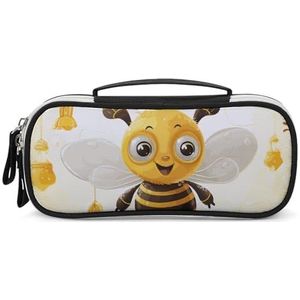 DWTJKMS Leuke Bijen Honing Lederen Make-up Tas Draagbare Kleine Cosmetische Organizer Waterdichte Toilettas Borstels Potloden En Reizen Make Up Accessoires