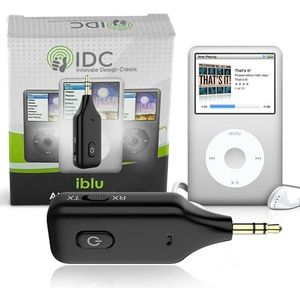 i-BLU - IDC© iPod Bluetooth-zender draadloze muziekstreaming voor luidsprekers of hoofdtelefoon compatibel met iPod Classic, iPod Nano, iPod Touch, Ipod Shuffle, Ipod Mini, Ipod Video - S, zwart