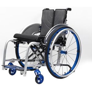 CFMAIF Sportwolstoel voor volwassenen, lichtgewicht, opvouwbare handmatige en transportstoel, draagbaar, aluminiumlegering, weegt slechts 11,8 kg (blauw, 38 cm zitplaats)