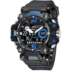 Analoge Digitale Display Horloges Voor Vrouwen Waterbestendig 50 Meter (165 Voet) Multifunctionele Horloge Led Outdoor Sport Mannen Horloge, Blauw