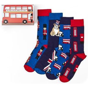 Urban Eccentric Unisex London Socks Gift Set | Gift | 4 paar | katoenen rijke sokken | premium sokken | nieuwigheid | geschenken, Meerkleurig, One size