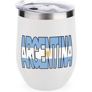 Argentinië Tekst Vlag Herbruikbare Koffiekopjes Roestvrij Staal Geïsoleerde Reismok Dubbelwandige Wijn Tumbler Wit-Stijl