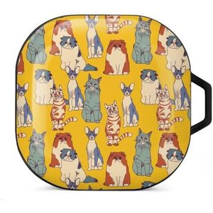 Mooie katten oordopjes hoesje compatibel met Samsung hard shell beschermhoes zwart-stijl