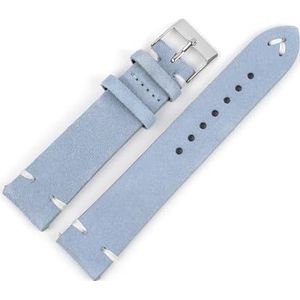 Jeniko Retro Suède Horlogeband 18mm 20mm 22mm 24mm Bruin Horlogebandje Roestvrij Staal Zilveren Gesp For Mannen Vrouwen Horloge Vervanging(Color:Blue-white wire,Size:18mm)