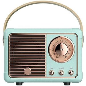 Luckyu Retro Bluetooth-luidspreker, vintage luidspreker met klassieke antieke stijl, luid volume, draadloze Bluetooth 5.0-verbinding, TF-kaart, U-schijf en AUX-audio-ingang (blauw)
