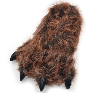 Millffy Funny Slippers Grizzly Bear Knuffeldier Furry Claw Paw Slippers Peuters, Kinderen & Volwassenen Kostuum Schoeisel (Large - (Damesmaat), Bruine grizzlybeer)