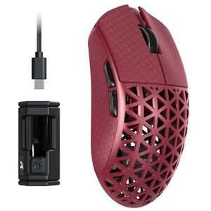 ATTACK SHARK R5 Ultra Koolstofvezel Hyperspeed Draadloze Gamingmuis, 39g Ultralichte Muizen Met Griptape, 2,4G/BT/USB-C, PixArt PAW3950MAX-Sensor, 8KHz Draadloze Pollingsnelheid, 42KDPI, Win/Mac -Rood
