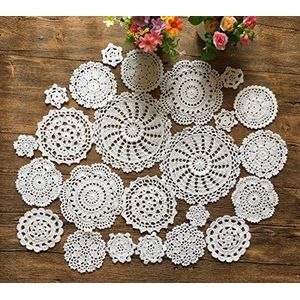 BMIDRUT Beige Katoen Gehaakte Tafelkleden Kant Doilies Vintage