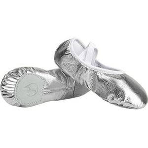 Balletschoenen voor meisjes, balletschoenen, goud, zilver, zachte zool, balletdansplaatsen, kinderen, oefenen, ballerinaschoenen, vrouwen, gymnastiek, 25, Zilver 2, 41 EU