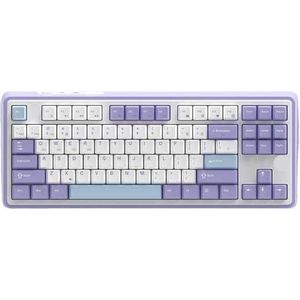 QPSJXN AK870 RGB mechanisch toetsenbord, tri-mode, draadloos, bluetooth, 2,4 GHz, USB, bekabeld, 87, hotswap, compatibel met PC laptop (paars-vis)