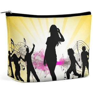 HEBVNJF Van de de Zak Draagbare Kosmetische Zak van de reismake-up Zwart-witte Geit Make-up Opbergzak voor Vrouwen/, Dans Muziek Silhouet, Eén maat