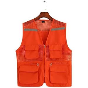 Kamizelki bezpieczeństwa, Veiligheidsvest Hi-Vis Mesh Reflecterende Zakken Ritssluiting Buitenwerk Multicolor Meerdere Maten(Orange,X-Large)