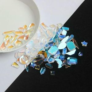 Transparante stijl Flat Back Nail Rhinestone Speciaal gevormde kristallen Nail Art Stones 3D Gepersonaliseerde decoratie-mix 100 stuks