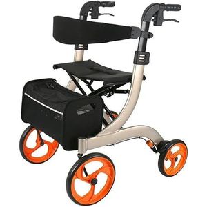 Rollator - Goud - 2-in-1 Rollator Walker Rolstoel Combo - Opvouwbaar - 220 lbs Gewicht Capaciteit
