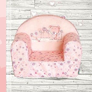 FORTISLINE Kinderstoel Mini Beertje W387_04, van polyester, roze, armleuning