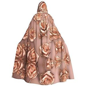 FRESQA Rose Gold Wallpaper Party Decor mantel,Volwassen Hooded Cape,Ultieme Heksenmantel voor Halloween-bijeenkomsten